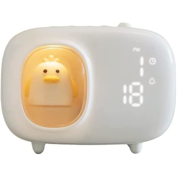 Cute Pure White Cat Night Light for Bedroom with Alarm Clock