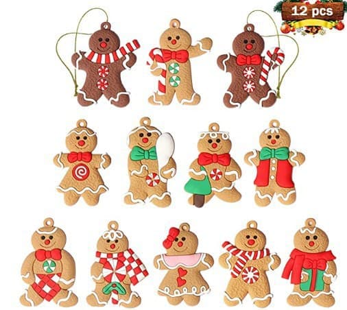 12 st julgransprydnader pepparkaksmän