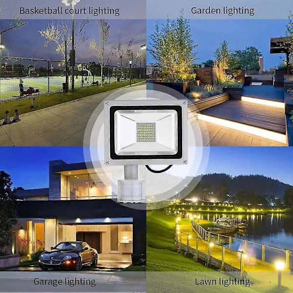 30W Udendørs Bevægelsessensor Overlygte 2700LM 6500K Kold Hvid Udendørs LED Spotlight IP65 Vandafvisende Sikkerhedsl lampe til Have Garager Balkoner