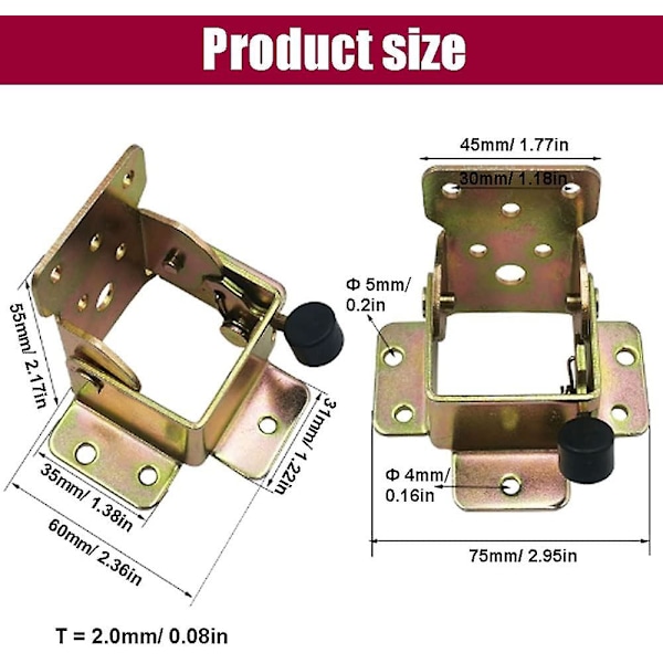 Folding Bordbein, 2 stk Selvlåsende Hengsler, Folding Bordbein Hengsel, 90 Grader Selvlåsende Folding