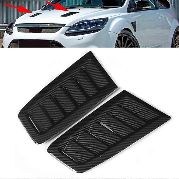 Par med frontluker til panser, luftutløp, erstatning for Focus RS MK2-stil, universal, karbonfiber-stil