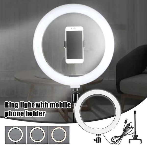 LED-rengasvalosetti 26cm 3200K-5600K LED-kamerarengasvalo LED-selfie-rengasvalo suoratoistoon
