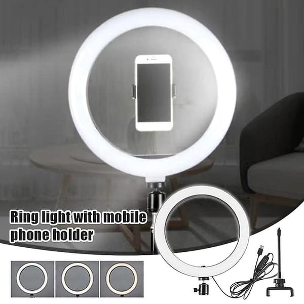 LED Ringlys Sæt 26cm 3200K-5600K LED Kamera Ringlys LED Selfie Ringlys til Live Stream