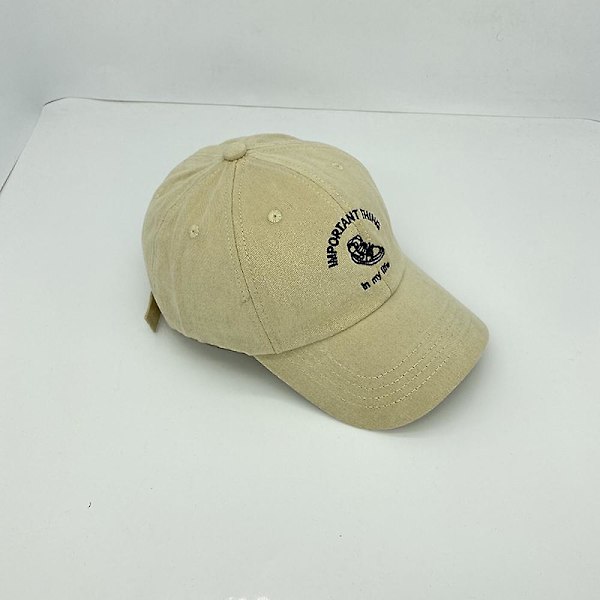 Kasket Kvinder Sommer Brev Broderi Blød Top Retro Casual Vild Baseball Cap Mænd (Beige)