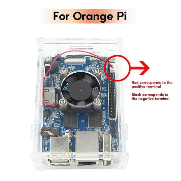 Akrylkasse for OrangePi PC - Transparent deksel, kjøleplate