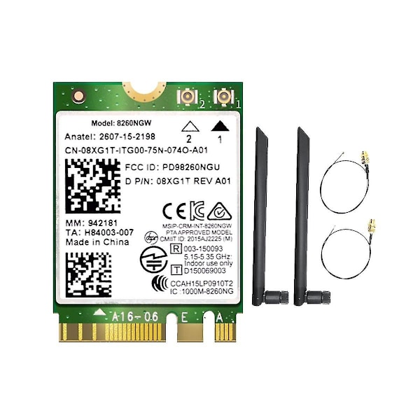 8260 8260ngw Wifi-kortti + 2x8db Antenni 2.4g/5ghz 867m Bluetooth 4.2 Ngff M.2 Wifi Langaton Kortti Moduuli