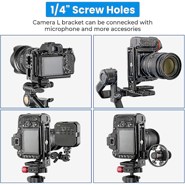 DSLR-kamera L-fäste Vertikal Horisontell Växling Stativ Snabbkopplingsplatta för Canon Nikon Sony Dji Osmo Ronin Zhiyun Stabilisator