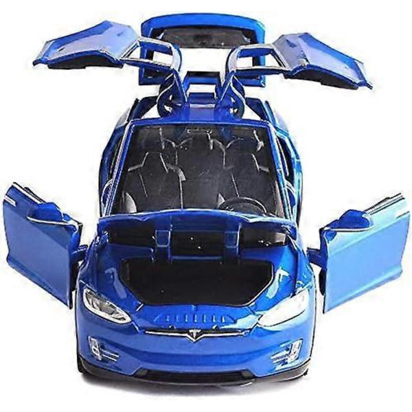 1:32 Legering Tesla X90 Bilmodell Trekk Tilbake Elektroniske Lekebiler med Lys og Musikk, Diecast Bil Leke Kompatibel for Tesla Model X, for Tesla Elskere Samle