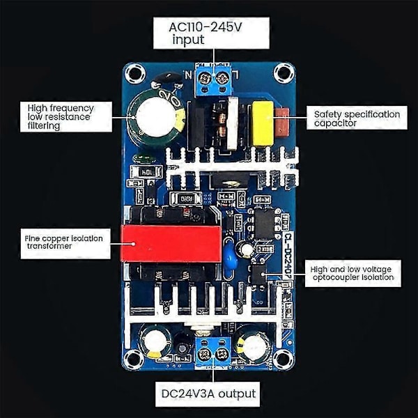 24V 3A Kytkentävirtalähdelevy 70W Eristetty Virtalähtemoduuli AC-DC Sisäänrakennettu Moduuli 110V/220V - 24V