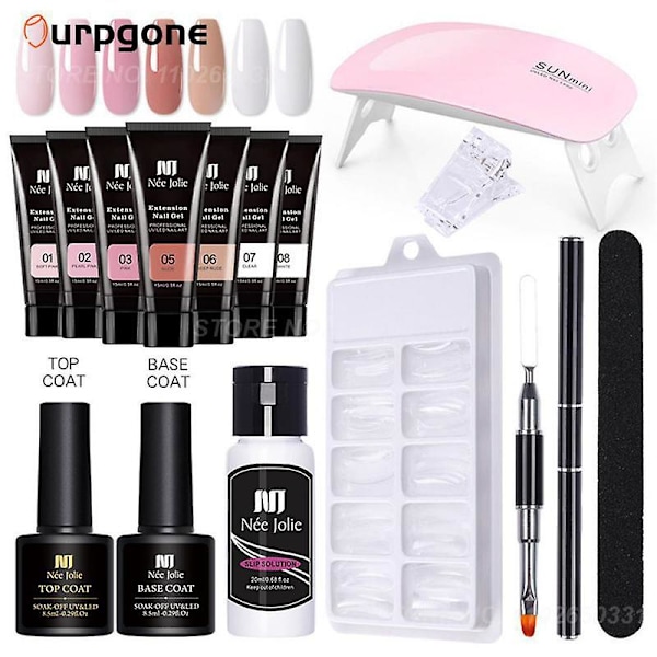 15ml Bygg En Nagelschablonsats Snabb Förlängning LED-lampa Halvpermanent Hållbar Solid Förlängningsgel Nagelförbättringsprodukter