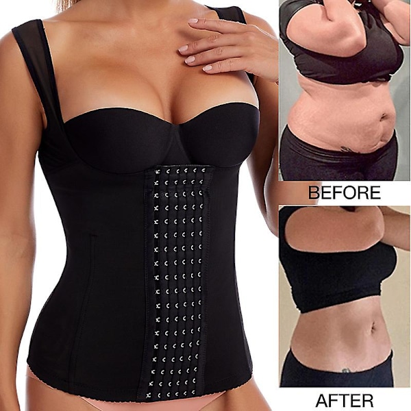 Kvinders Slankende Tanktop Talje Træner Shaper Korset Underbust Cincher Bodysuit Shapewear Vest - Sort S(40~47.5kg)