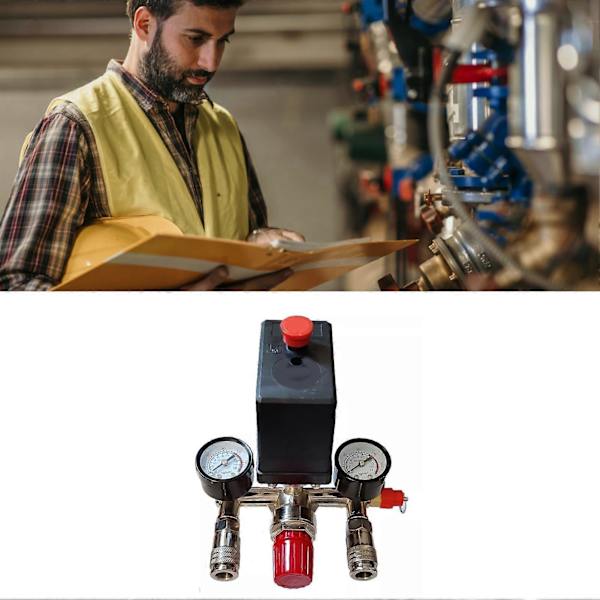 Luftkompressor Tryckbrytare med Dubbel Mätare Pump Tryckkontrollventil Delar Montering 220V 380V