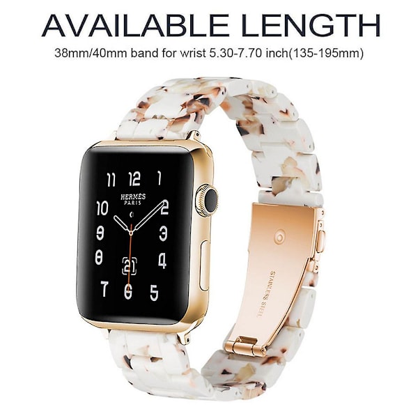 Yhteensopiva Apple Watch -rannekkeiden kanssa 38-40 mm / 42-44 mm sarjat 5/4/3/2/1, Ohut hartsiranneke - 38-40 mm - nougat