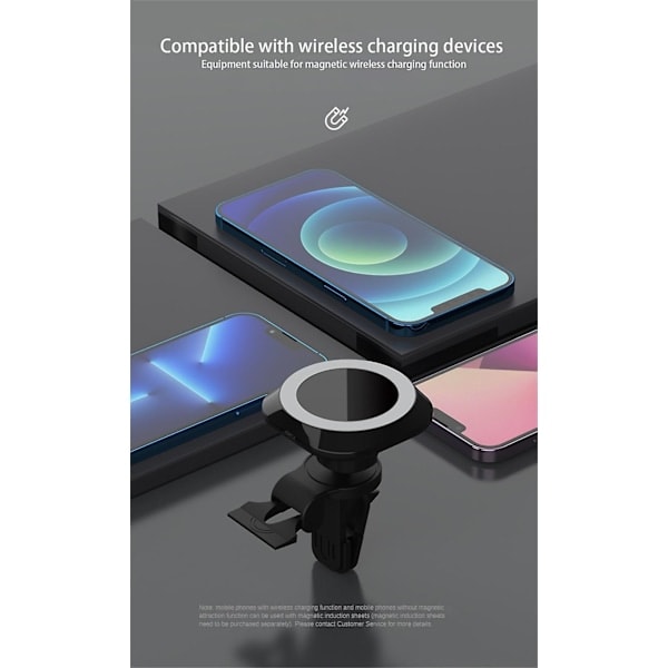 15W Magnetisk Biltelefonholder Trådløs Lader for MagSafe iPhone15/14/13Pro Max
