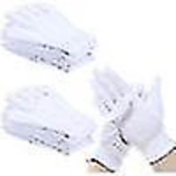 12 Par Hvite Bomulls Hansker for Damer