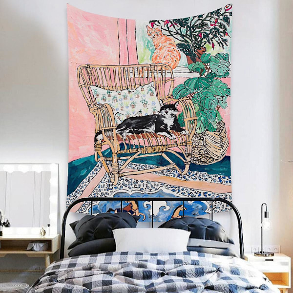 Wekity Botanical Boho Koti Tapetti Esteettinen Taide Koti Tausta Kangas Koriste Lahja Mandala Tapetti Koriste (ZJ825-53, 71 X 91 Tuumaa)