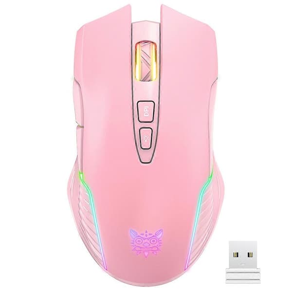 Trådløs Optisk Mus Cool Sort/Pink Mus USB Optisk Mini 3000dpi Bærbar