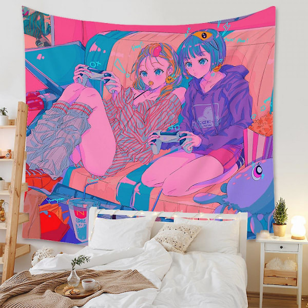 Wekity Anime Tapestry Estetisk Kunst Hjem Bakgrunn Stoff Dekor Gave Boho Tapestry for Stue Soverom Dekor (614-6, 59 X 79 tommer)