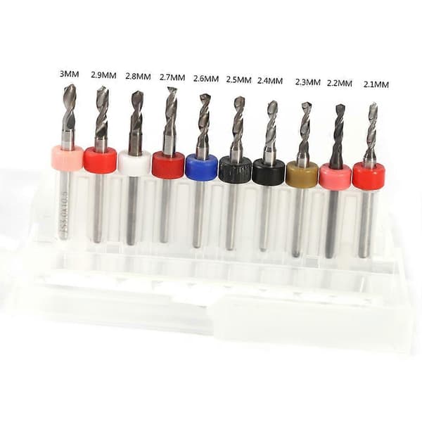 10 st. PCB-tryckta kretskort Cementerade karbid Mini Micro Borrbitar CNC 2,1 mm-3,0 mm