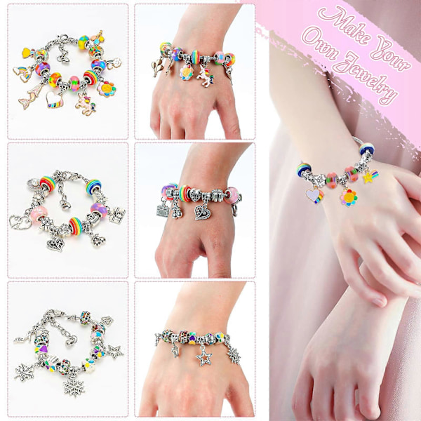 Pigegaver til 6 7 8 9 10 år gamle, DIY Kunsthåndværkssæt til piger i alderen 5-11 år Fødselsdagsgave Charm Armbåndsfremstillingskit