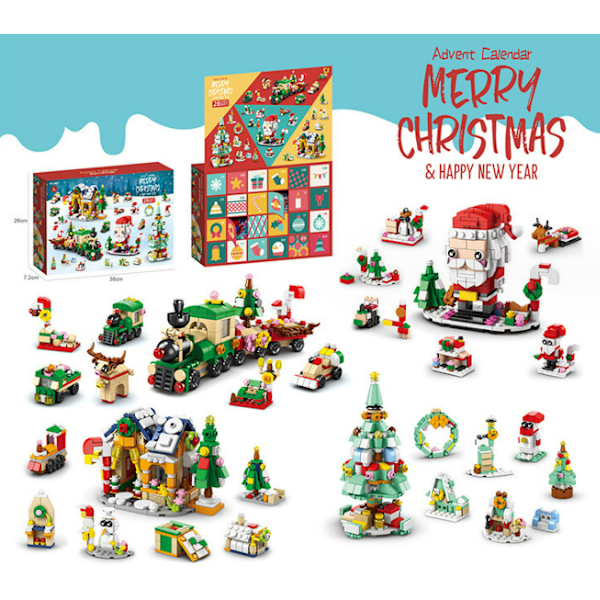 24 deler/sett Adventskalender Rastløse leker Julenissen DIY Juletrepynt 2024 Juleteller Kalender Barneleker