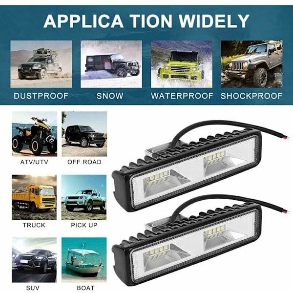 2 stk. LED arbejdslys, LED arbejdslys til køretøjer, både, lastbiler, biler, SUV'er, ATV'er 48W 12-30V