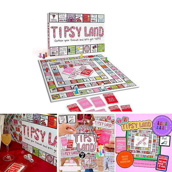 Tipsy Land Party Brädspel - Festligt Brädspel för Vänner, Roligt Drickspelet