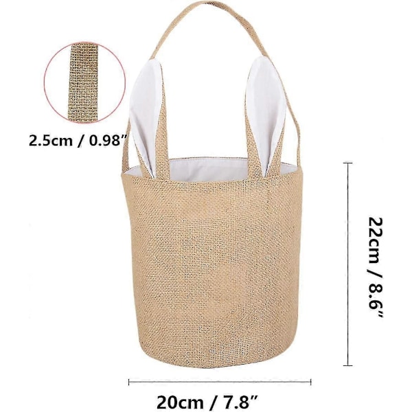 2024 Sæt af 6 Burlap Påskeposer med Kaninører til Æggejagt
