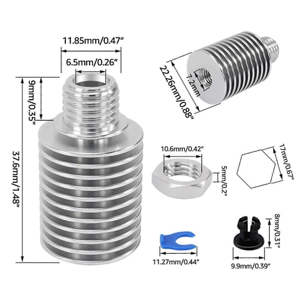 E3 D V6 Extruder Heatbreak Køle Radiator Fjernbetjening All-Metal M7 Varmesænke Rør Til 1.75mm Foder Til 3D Printere