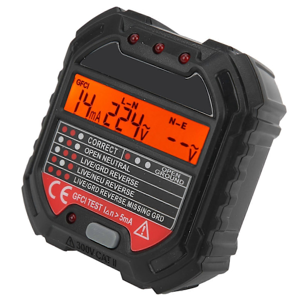 HT107B Stikkontaktstester med LCD-skærm, frekvenstest, elektrisk kredsløbsdetektor, US 90-250V