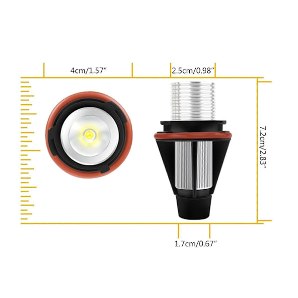 2 stk. 10W Chip LED Angel Eyes Marker Ring Lyspære til E39, E59