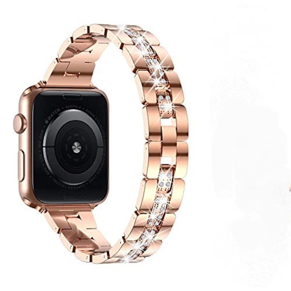 Diamanter Metal Urrem til Iwatch Kompatibel med SE Serie 6/5/4 Rem --- Roséguld 40mm