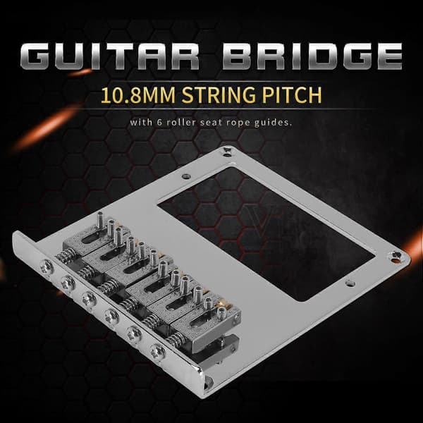 6-Rullars Sadel 6-Strängs Humbucker Gitarrbro för Tele-Gitarr (Krom)