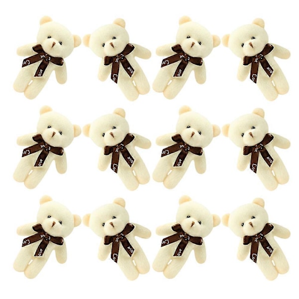 12 stk. Mini Bjørn Vedhæng Fyldt Dyr Plys Bjørn Charms Dekoration DIY Mini Bjørn Dukke Tilbehør