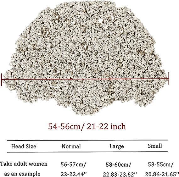 Håndstrikket Hule Blomster Beanie Hatt i Bomull for Kvinner