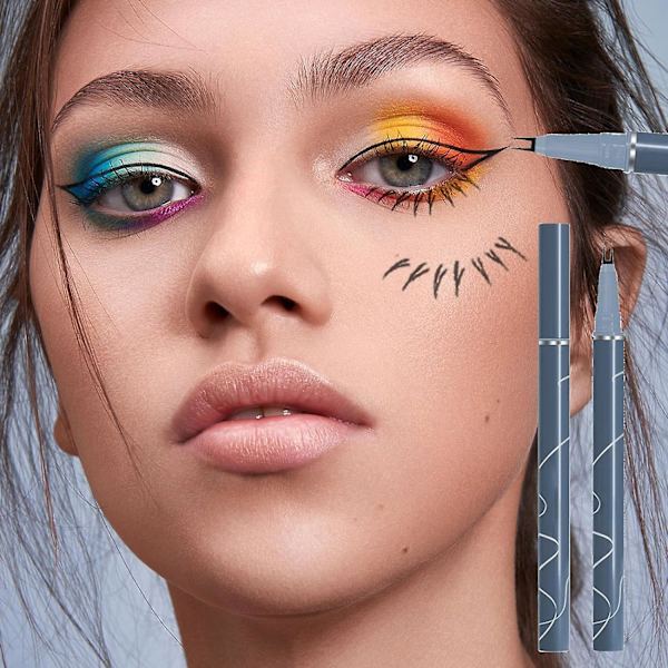 2 kpl Eyeliner-kynää, Kaksi kärjellinen vedenkestävä nestemäinen eyeliner-kynä harjalla, Double Claw Pen Liquid Eyeliner, Erittäin ohut