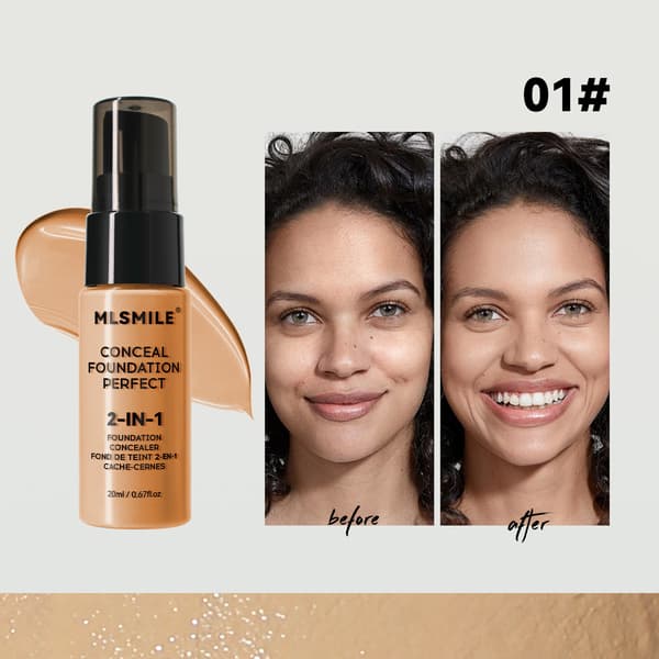 MLSMILE Mat Foundation - Fejlfri, Olie-Kontrollerende, Primer & Concealer 1