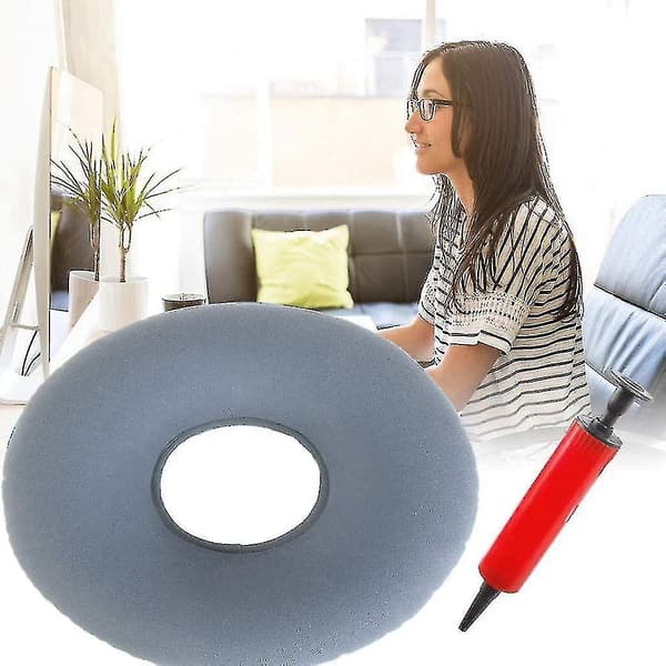 Sitte Ring Decubitus Sitte Ring Grå Sitte Ring Oppblåsbar Ortopedisk Sitte Pute Rund Sitte Ring Med Pumpe For , Coccyx Smerter,