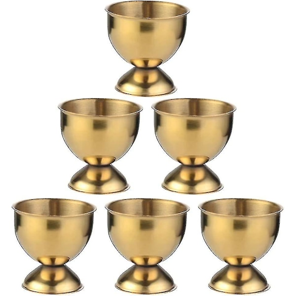 6 stk Eggestativ Rustfritt Stål Eggkopp Gull Egg Holder Eggbrett Eggbrett For Barn Påske Egg