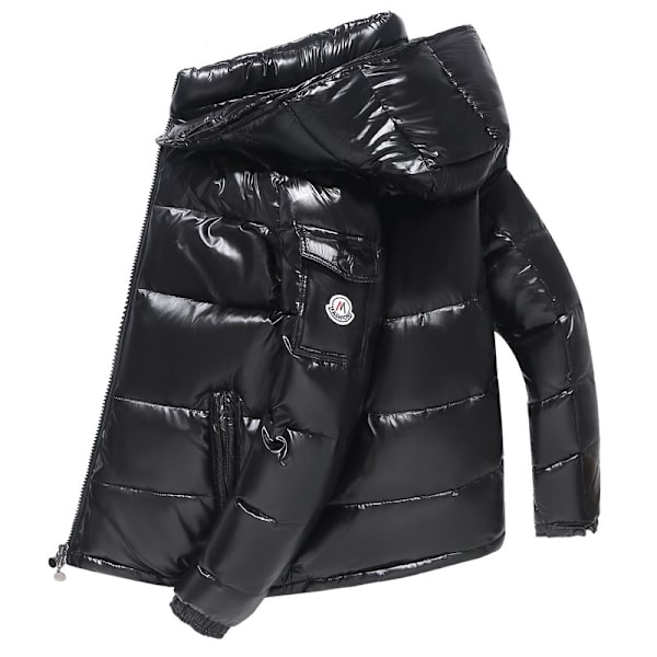 Vinterjakke for menn med hette og dunfôr, kort modell (XL)