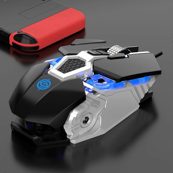 USB Spillmus 9 Knapper Makroprogrammering RGB Mykt Lys 6400DPI Justerbar