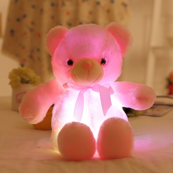 Dukke LED lysende bamse dukke fargerik lysende bamse plysj leketøy barn gave