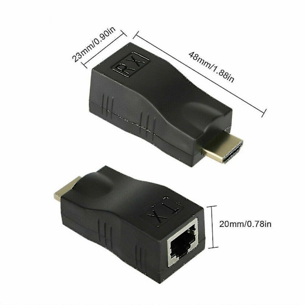 HDMI-forlenger HDMI til RJ45 over Cat 5e/6 nettverk LAN Ethernet-adapter 4k 1080p