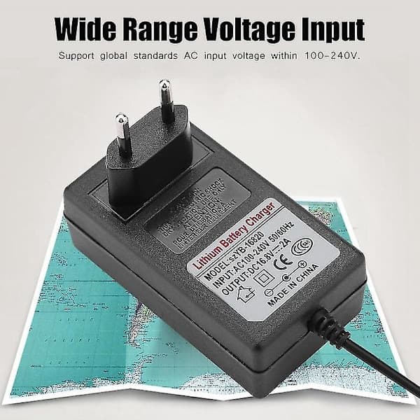AC 100-240V DC 16.8V 2A Erstatningsstrømadapter Li-Ion Batterilader Sikker Lading EU Plugg