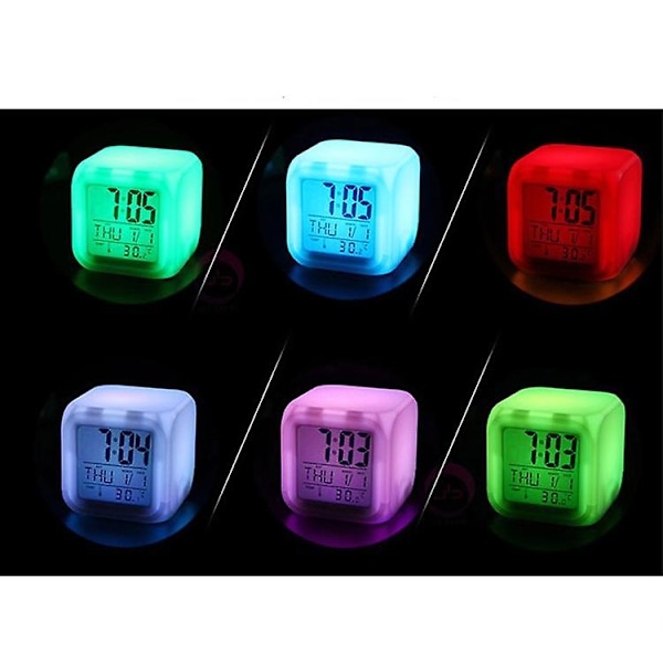 Wekity Game Yuanshen Väckarklocka LED Kvadratisk Klocka Digital Väckarklocka med Tid, Temperatur, Alarm, Datum