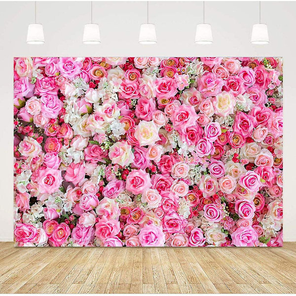 3D Rosblommor Fotobakgrund Rosa Röd Ros Fotobakgrund För Bilder 5x3ft Vinyl Nyfödd Baby Bröllopsdusch Födelsedagsfest Banner Tårta Tabl