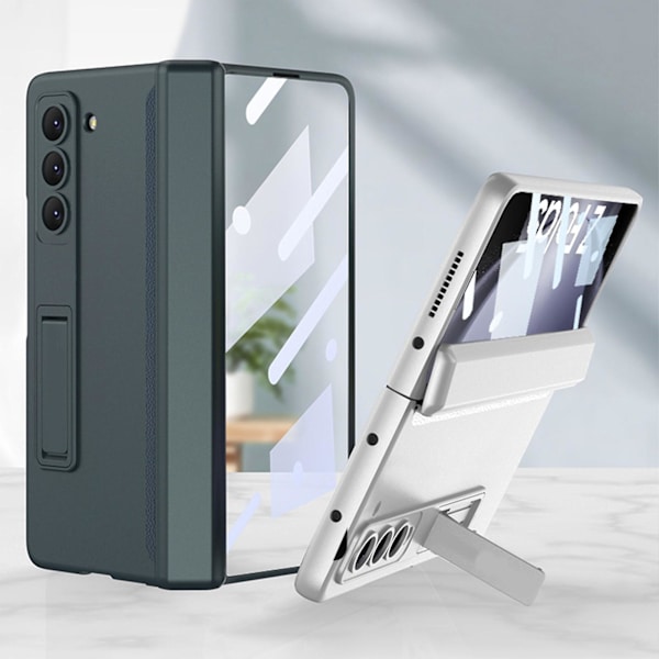 Fodral Kompatibelt med Samsung Galaxy Z Fold 5, Inbyggd Kickstand PC Allomfattande Stötsäker Skydd med Magnetisk Gångjärnsskydd