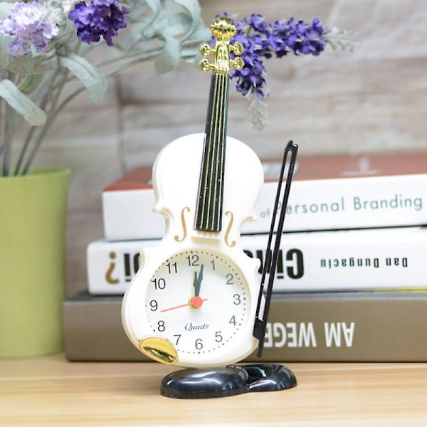 SAYTAY Sovrumsväckarklocka, Mini Violin Väckarklocka, Student Heminredning Skrivbords Klocka