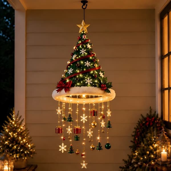 Julehatt Hengende Lys med Ornamenter