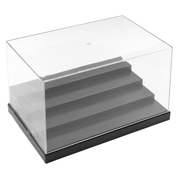 Dammsäker 4-stegs Displaybox i Akryl med Svart Bas, Passar Animefigurer, Dockor, Byggklossar, Modellvisning B